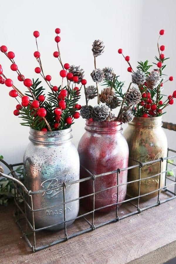 DIY MERCURY GLASS MASON JAR VASES