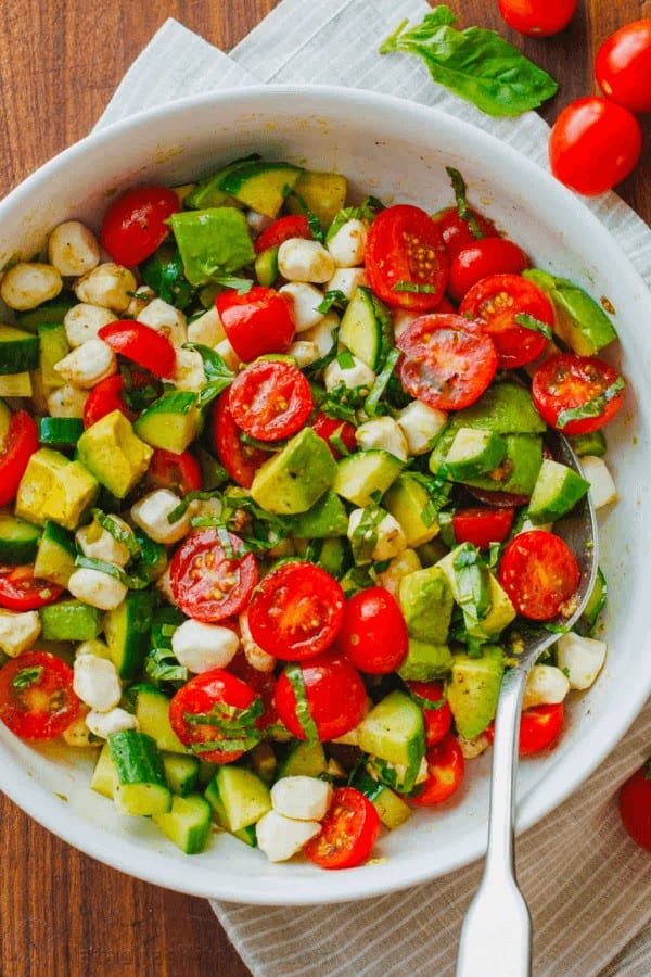 Tomato Cucumber Mozzarella Salad