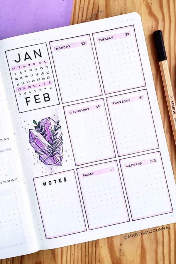 Purple Weekly Spread