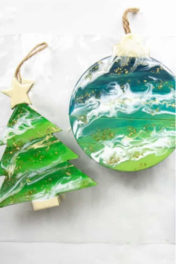 Elegant Poured Resin Christmas Ornaments