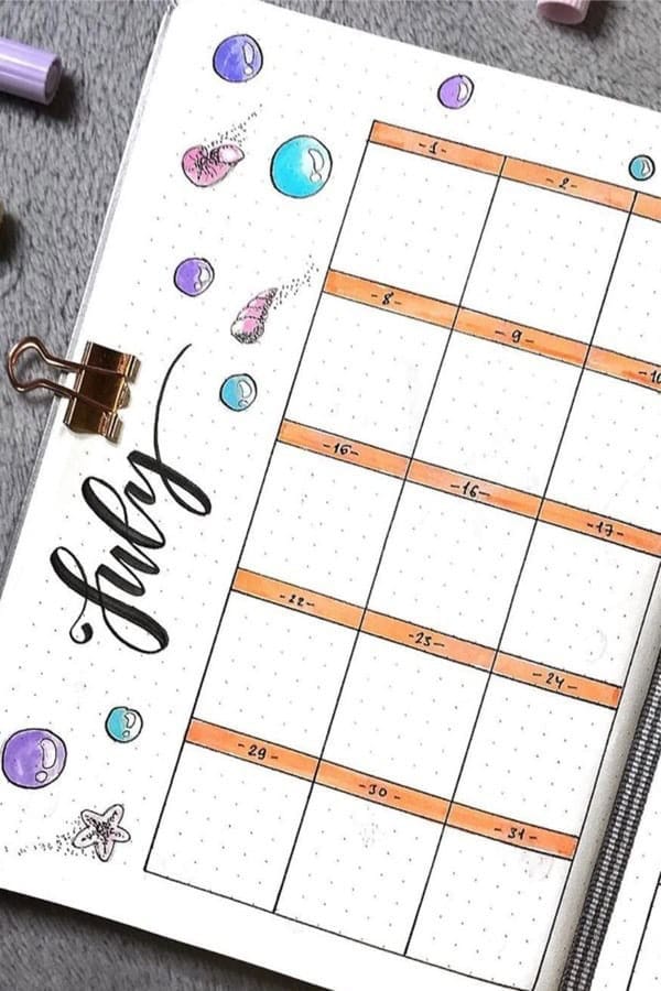 Beach Theme Monthly Spread