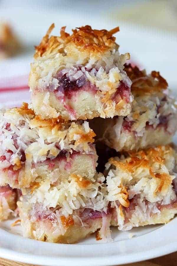 RASPBERRY COCONUT SQUARES