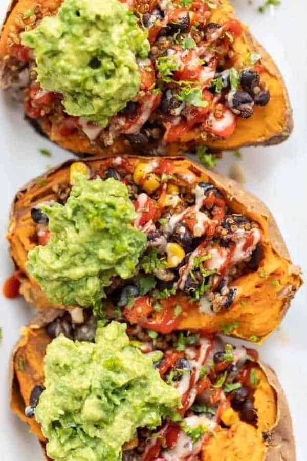 MEXICAN QUINOA STUFFED SWEET POTATOES