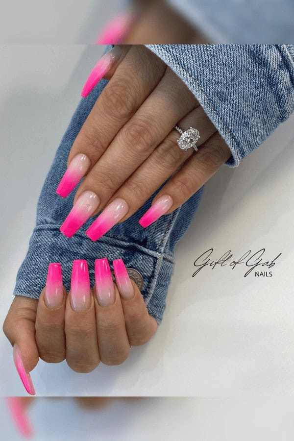 Neon Pink ombre nails