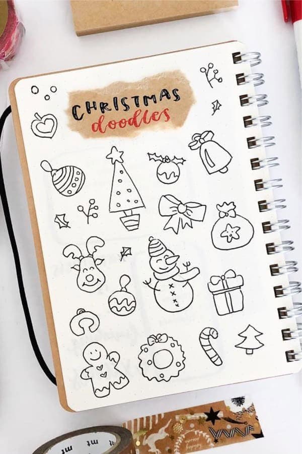 Black & White Christmas Doodles