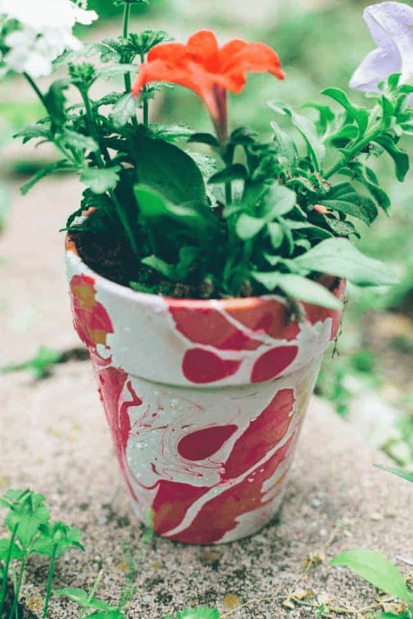 Nail Polish Marbled Planter