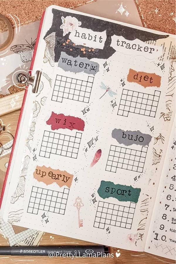 Scrapbook Themed Habit Tracker