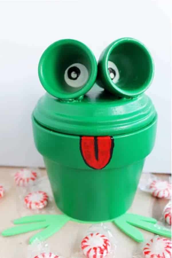 Painted Frog Clay Pot For Kids