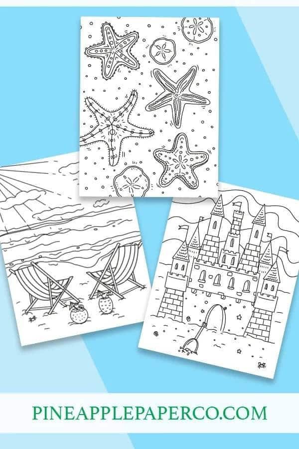 FREE BEACH COLORING PAGES