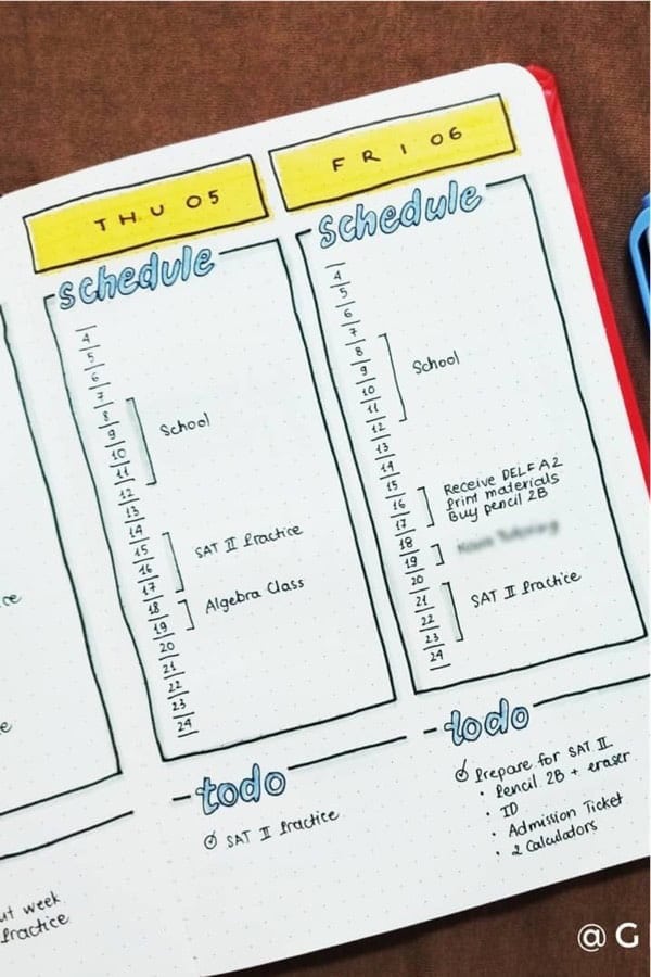 Weekly Schedule Spread