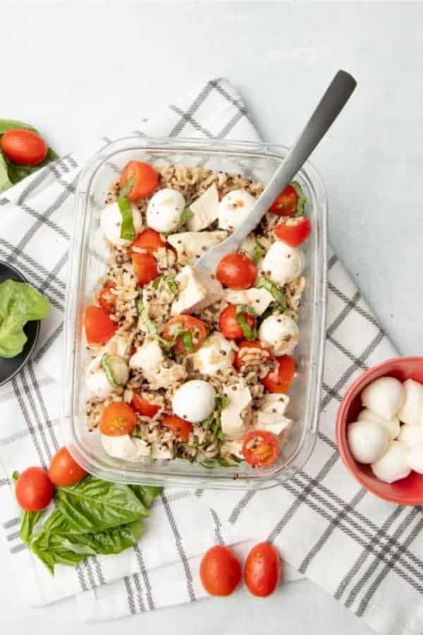 Meal Prep Caprese Chicken Quinoa Bowls