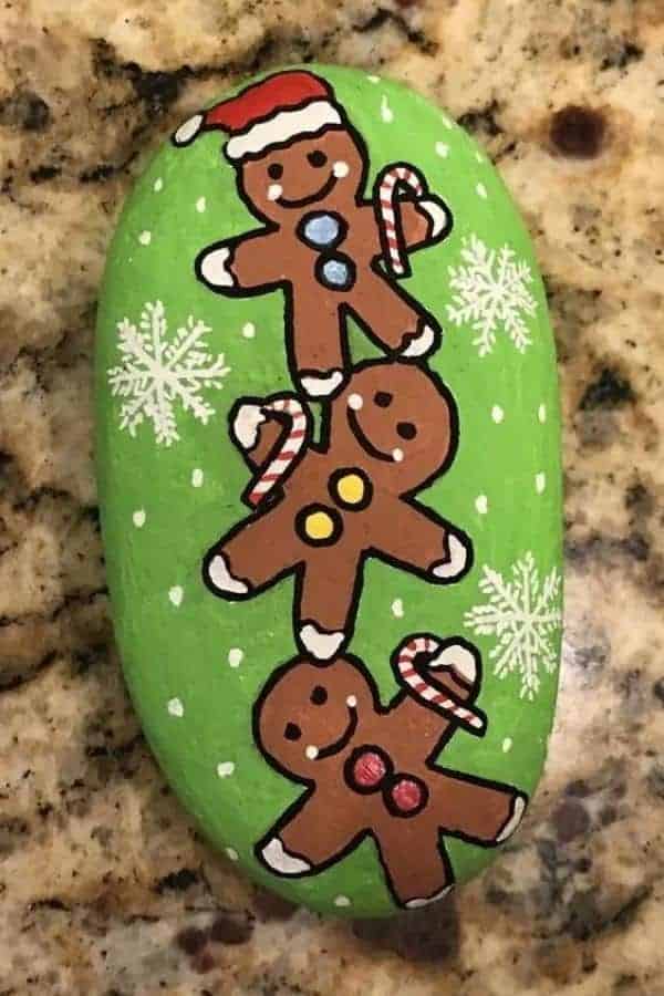 3 GINGERBREAD MAN ROCK PAINTING