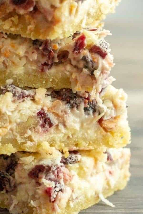 WHITE CHOCOLATE CRANBERRY SEVEN LAYER BARS