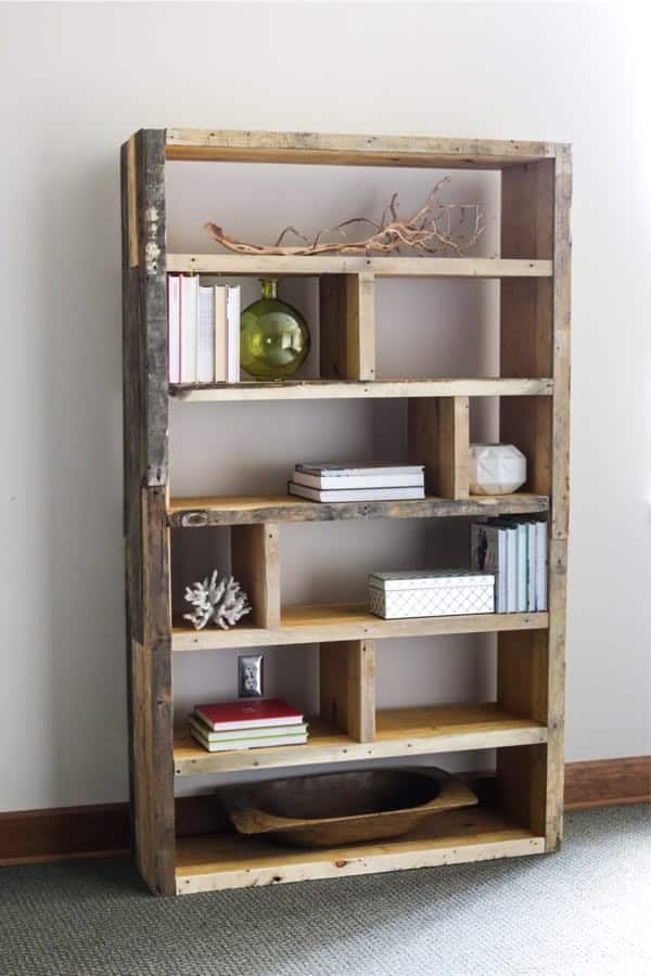 Crates and Reclaimed Pallet Bookshelf