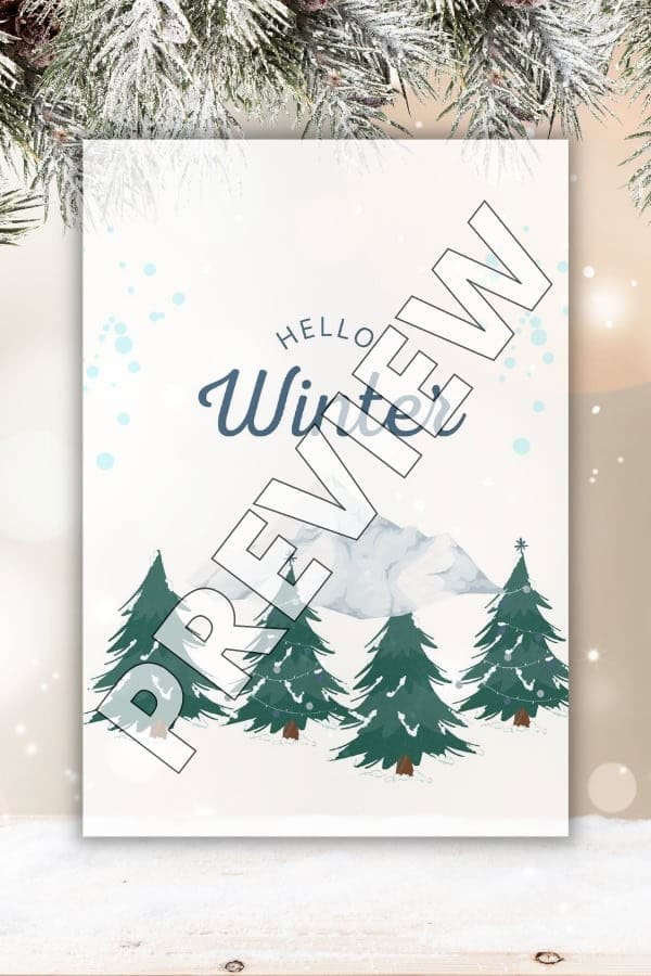 SOFT BLUE MINIMALIST “HELLO WINTER” PRINTABLE