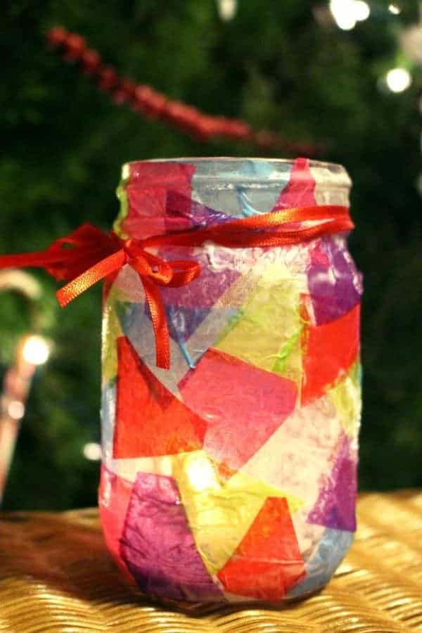 STAINED GLASS JAR CANDLE HOLDERS