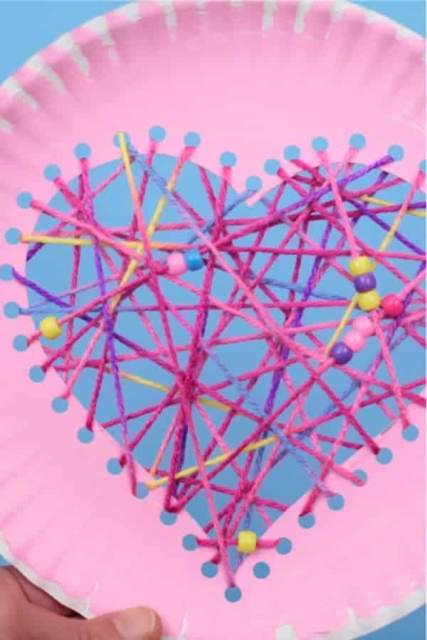 Paper Plate Yarn Hearts