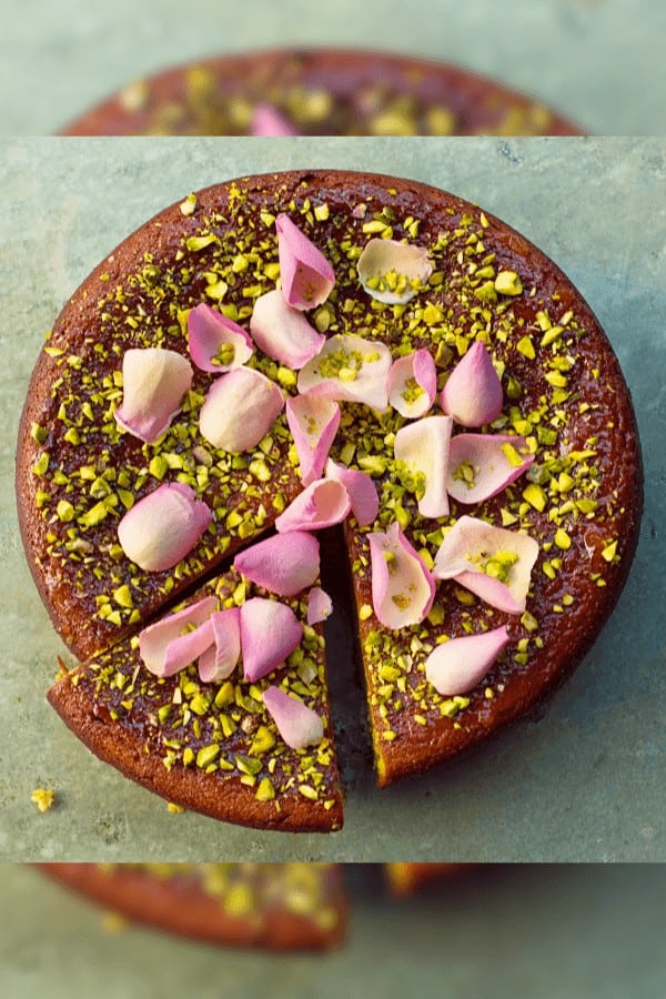 Pear, Pistachio, and Rose Cake