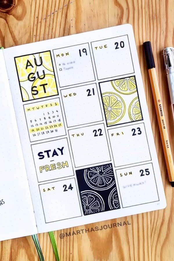 Boxy Yellow Weekly Spread