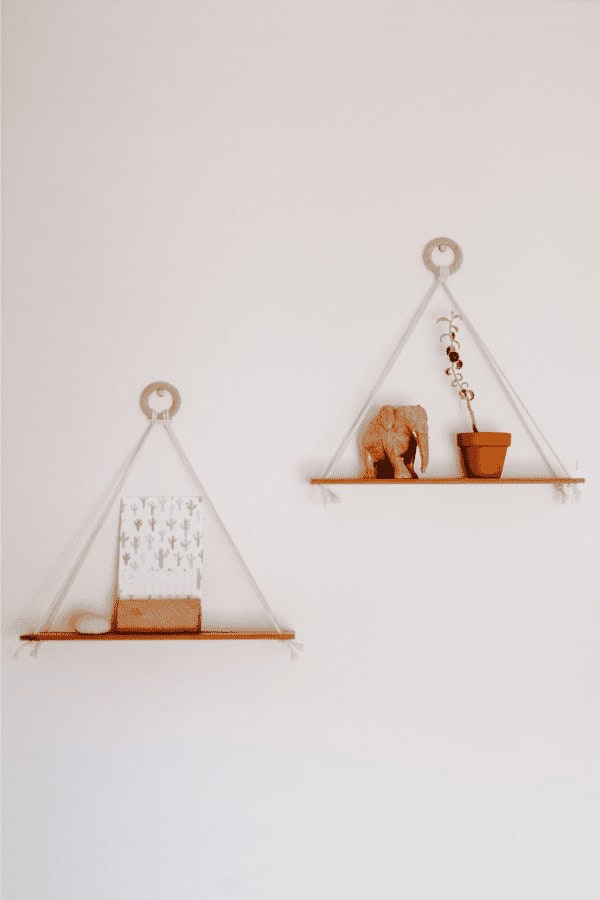 Easy DIY Hanging Wall Triangle Shelf