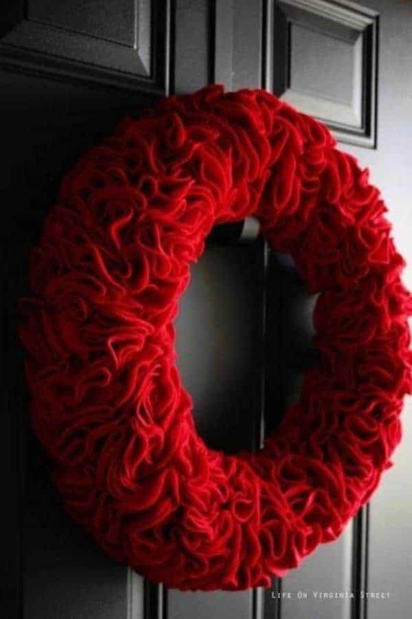 RED FELT RUFFLE WREATH