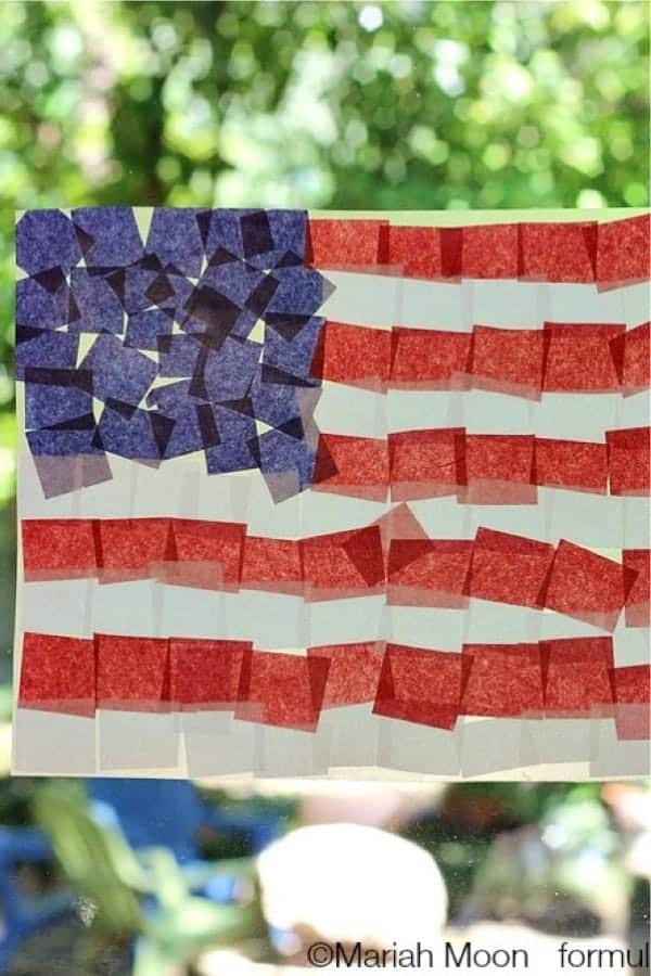 Tissue Paper Flag Suncatcher