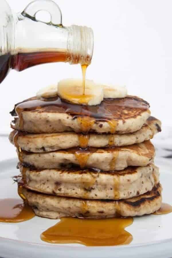 Banana Bread Pancakes with Chocolate Chunks