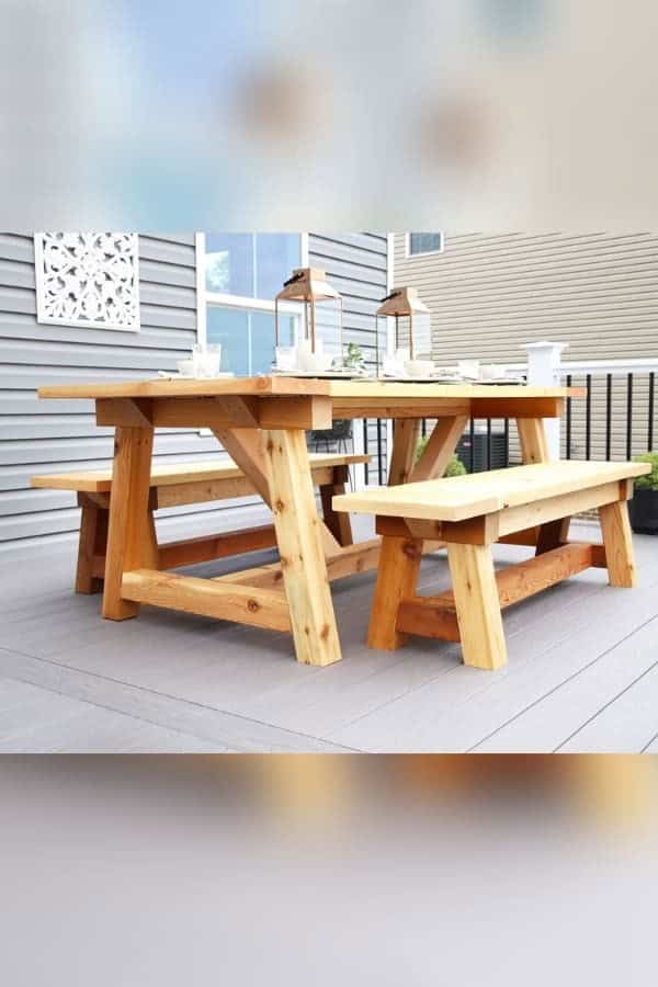 DIY TRUSS BEAM OUTDOOR TABLE