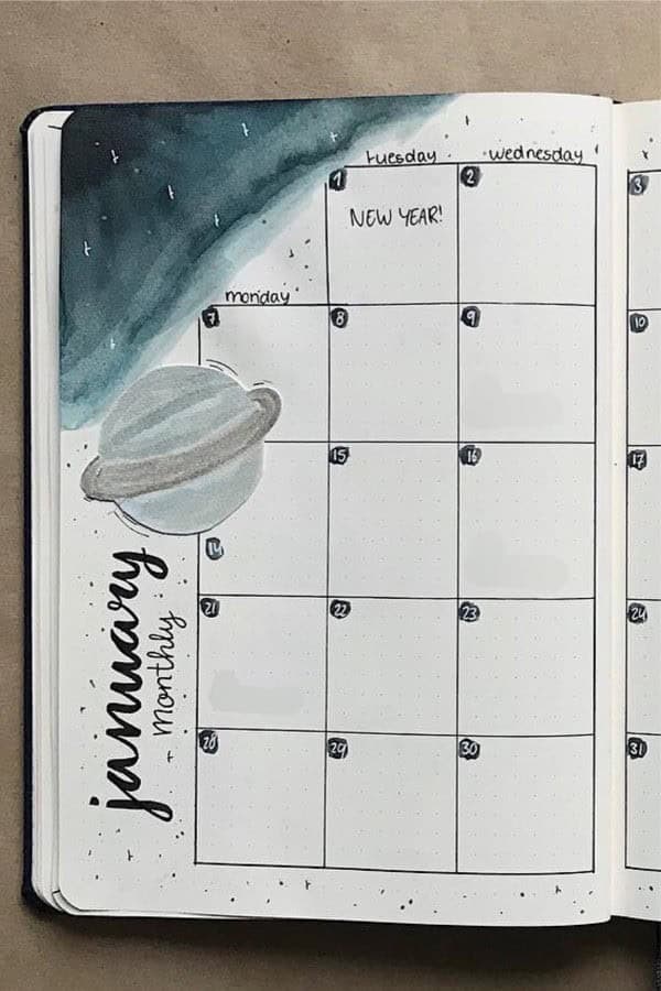 January Planet Monthly Spread