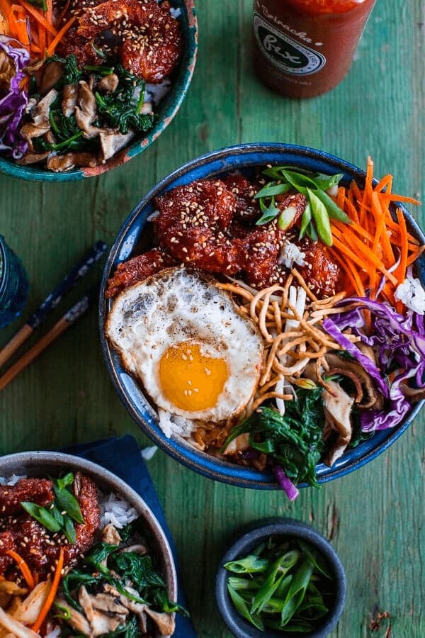 Korean Style Fried Shrimp Rice Bowls