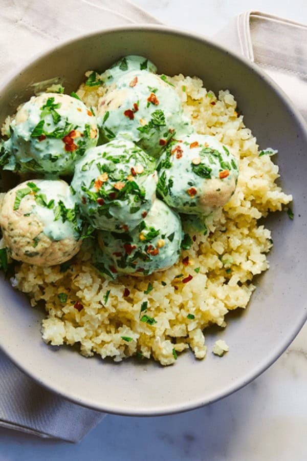 Chicken Meatballs with Coconut-Herb Sauce