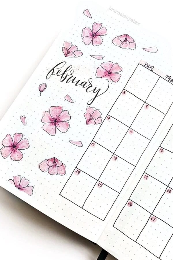 Cherry Blossom Theme Monthly Spread