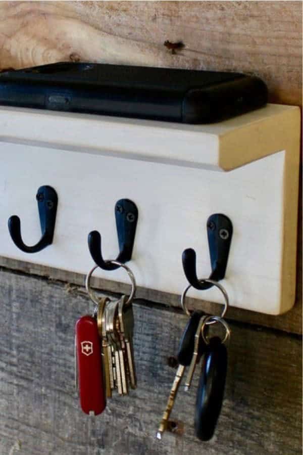 White Painted Wall Key Shelf