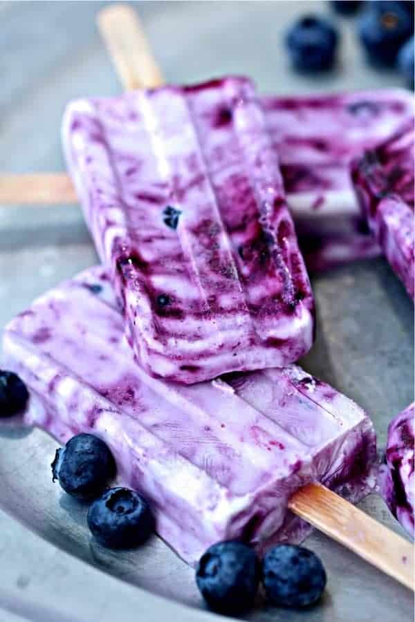 4 Ingredient Blueberry Yogurt Popsicles