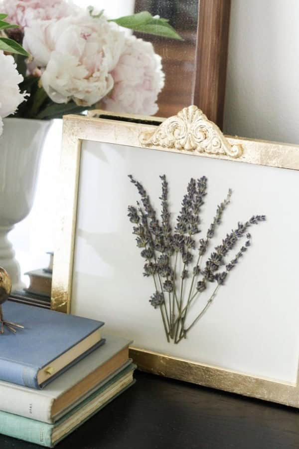 DIY GOLD LEAF FRAME WITH PRESSED LAVENDER