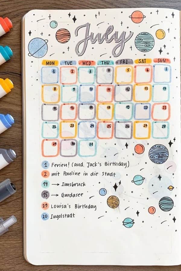 July Space Theme Layout