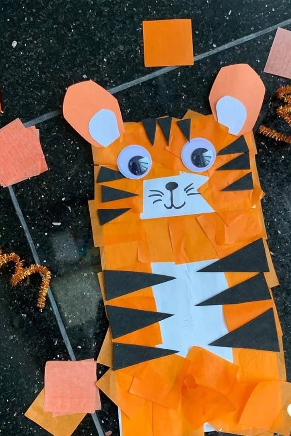 PAPER BAG TIGER PUPPET CRAFT