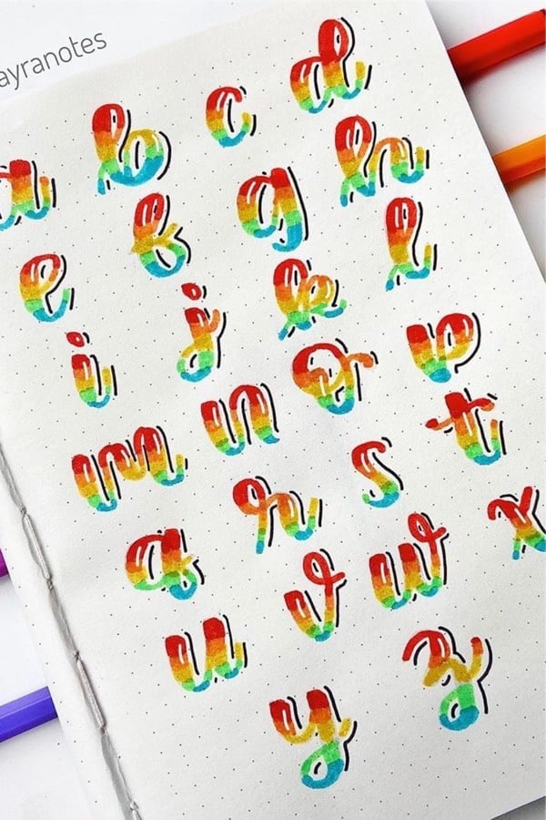 Rainbow Alphabet For Bullet Journal