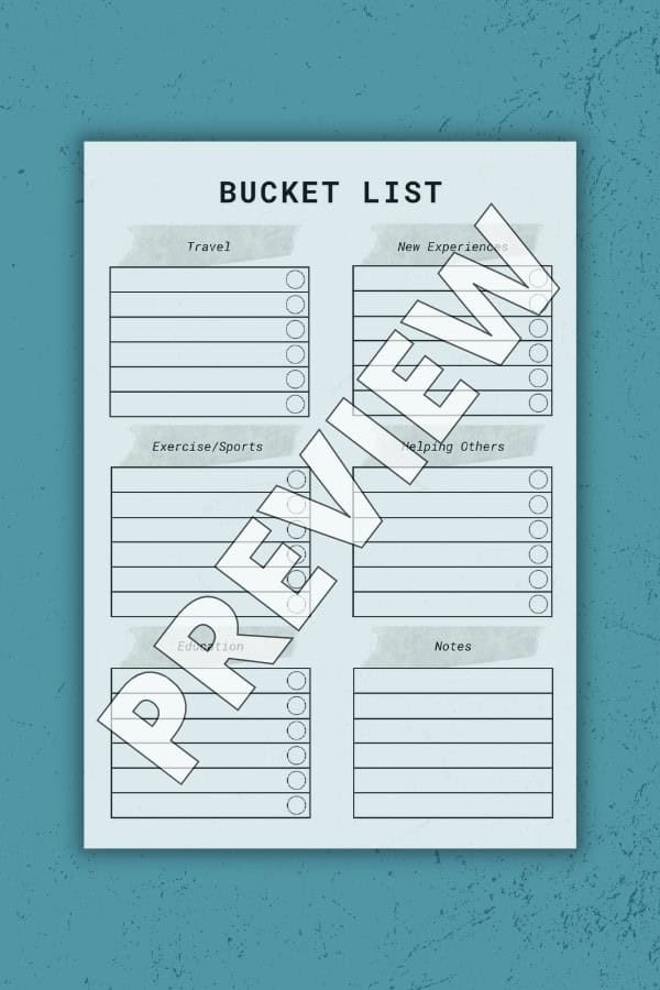 MINIMAL BUCKET LIST PLANNER