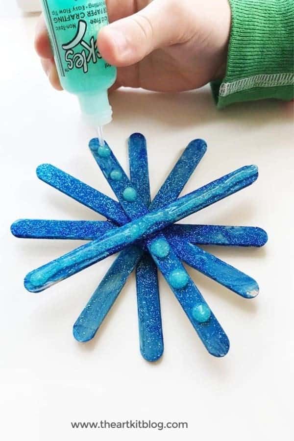 Popsicle Stick Snowflake Winter Craft for Kids