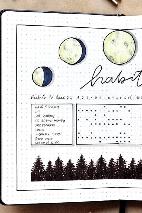 Moon Themed Habit Tracker