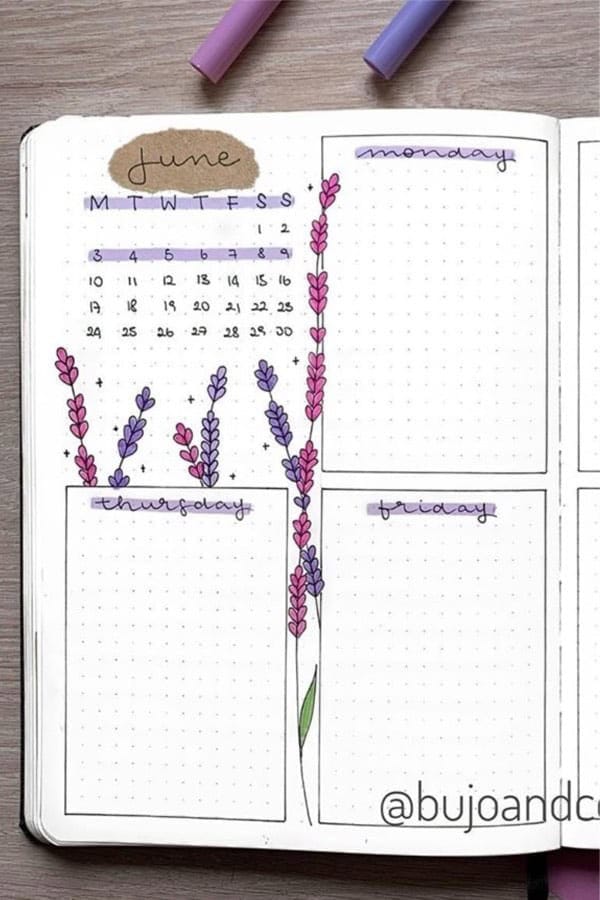 Lavender Weekly Layout