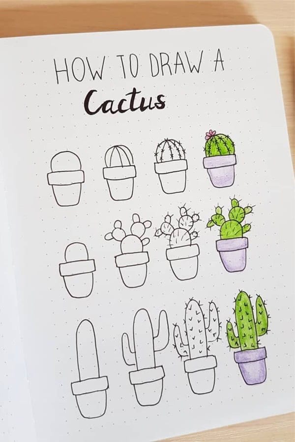 Purple & Green Cactus Doodles