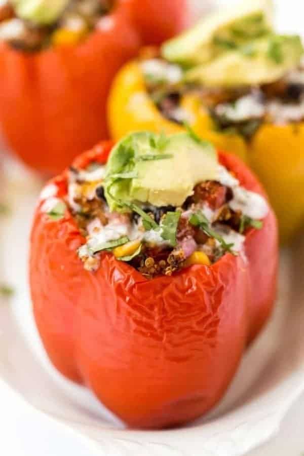 VEGAN MEXICAN QUINOA STUFFED PEPPERS