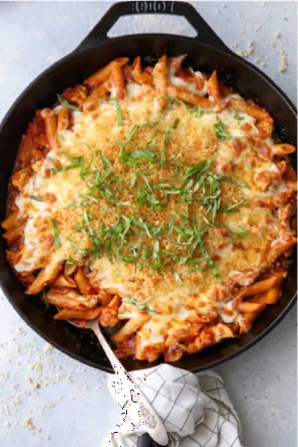 Chicken Parmesan Pasta Skillet