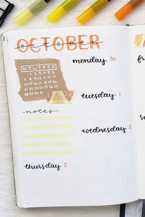 Weekly Log With Orange Header