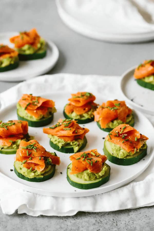 Smoked Salmon Avocado Cucumber Bites