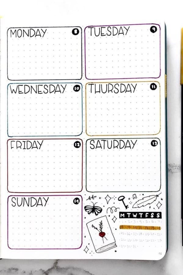 Outlined Weekly Spread