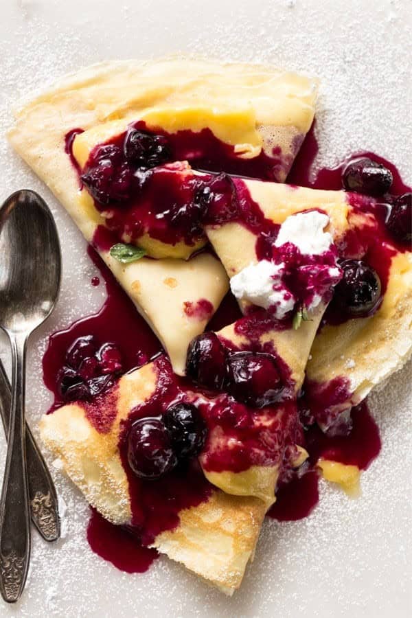 Custard Filled with Blueberry Sauce