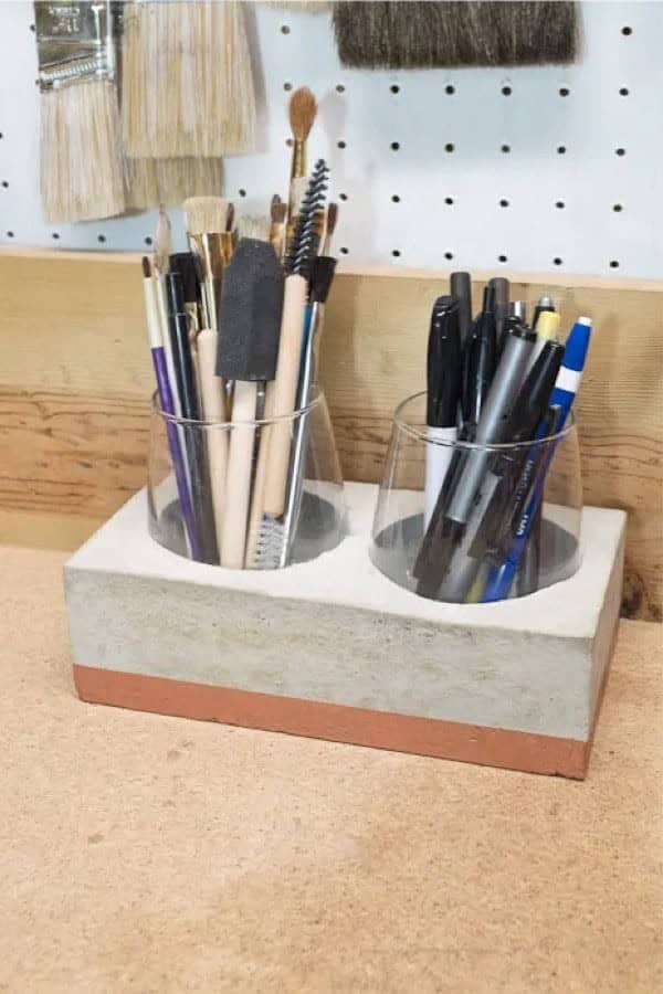 DIY Concrete Desk Organizer